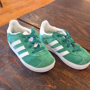 Adidas Green and White Gazelle Sneakers Suede Low-Top